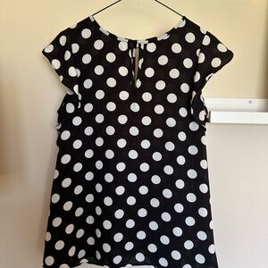 Ann Taylor Black and White Polka Dot Top
